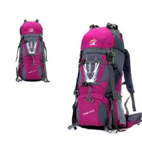 Tourism Sports Outdoor Mountaineering Backpack 60 L Travel Backpack Waterproof Light Purple, Men and Women