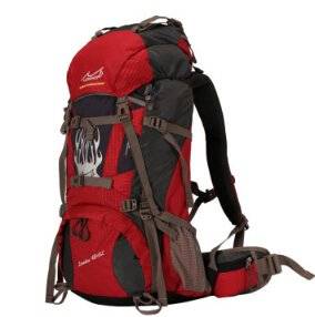 Backpack Backpack 50 L Men and Women Model Outdoor Bag Water Proof Hiking Bag Red 45 + 5 L