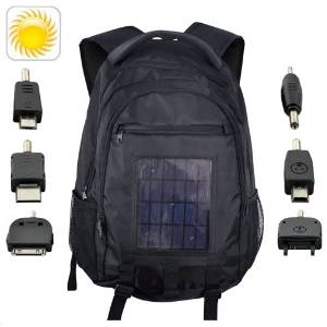 Solar Charger Backpack Bag with 2200mAh Battery & 2.4W Solar Panel