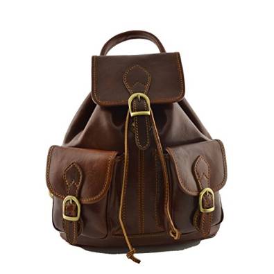 Italian Leather Backpack Color Brown - Made In Italy Leather Bags