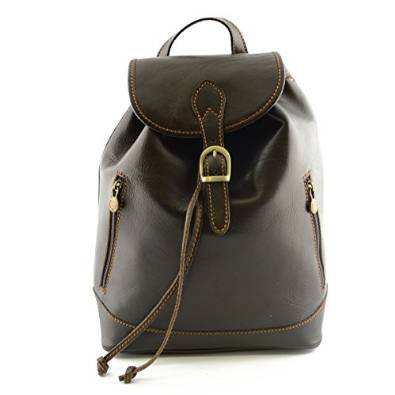 Woman Leather Backpack Dark Brown - Made In Italy