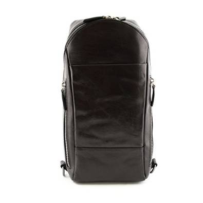 Man Backpack In Genuine Leather With 2 Side Pockets Black - Made In Italy