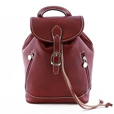 Leather Backpack Red - Made In Italy