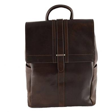 Leather Backpack For Woman With Magnetic Closure Dark Brown - Made In Italy