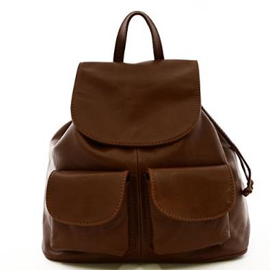 Woman Leather Backpack Model Large Brown - Made In Italy