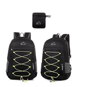 2Pcs Outdoor Most Durable Packable Handy Lightweight Travel Backpack Daypack Black