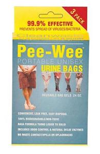 Cleanwaste Pee-Wee Urine Bag 100 3-Packs D583PW300 Portable Urine Bag NEW