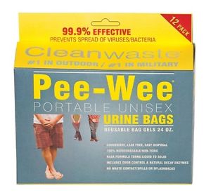 Cleanwaste 12 Pk Pee-Wee Urine Bag 25 12-Packs D604PW1225 Portable Urine Bag NEW