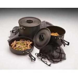 Cook Set Black Ice Trailblazer Camping Black Anodized With Foldable Wire Handles