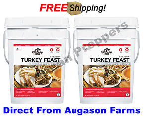 Two Augason Farms Turkey Feast Pail Emergency Food, 8 Serving Thanks Giving Meal