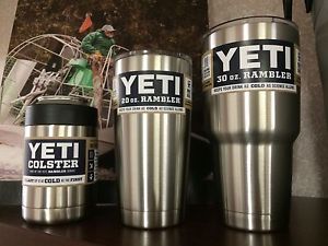 Yeti Rambler Series Cups 3 Pack Kit Combo  30 ounce, 20, & Colster