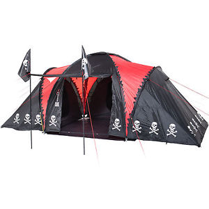 skandika Isla de Muerta tenda pirata famiglia 530x370cm 6 persone nero nuova