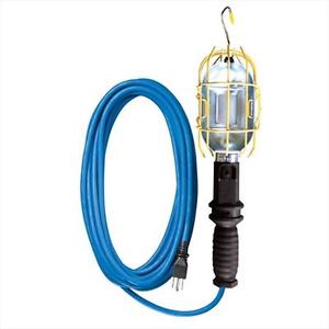 25 ft. SJEOW 100 Watt Blue Industrial Metal Work Light, Outlet In Handle, Cas...