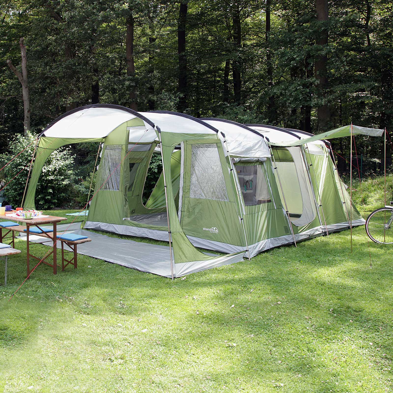 skandika Saturn 4 persone Tenda campeggio Tunnel Zanzariera 655x290 cm nuova