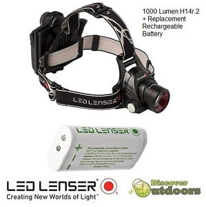 Led Lenser H14r.2 1000l Headlamp + Replacement Rechargeable Lithium-ion Battery