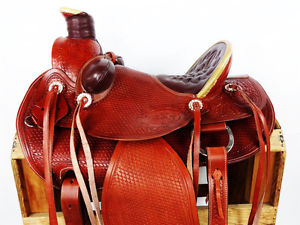 HEAVY DUTY 17" LEATHER WESTERN WADE ROPING RANCH COWBOY HORSE SADDLE TAC