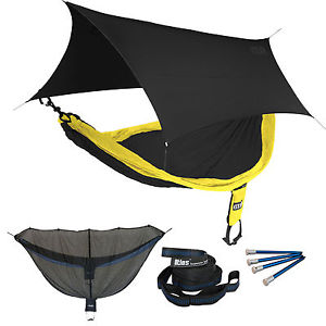 ENO SingleNest OneLink Sleep System - Black/Yellow Hammock With Black Profly