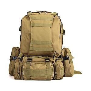 WS 5X Everyday carry EDC Nylon Backpack Khaki Military Camping Hiking Trekking