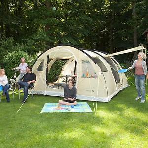 skandika Gotland 5 pers Tenda campeggio tunnel Zanzariera 540x450 cm beige nuova