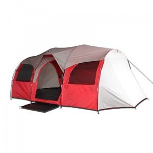 Barton 10 Person Tent for Camping, Red/ Blue 550X 305 X 195 CM, Strong, Flexible