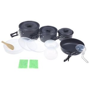 10X(sunfield Outdoor Cooking Set Camping Pan Pot Kit Cookware Utensils for 4-5)