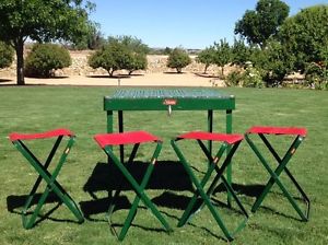 VINTAGE 1950'S -1960'S COLEMAN CAMP TABLE 4 FOLDING STOOLS Picnic Table Suitcase