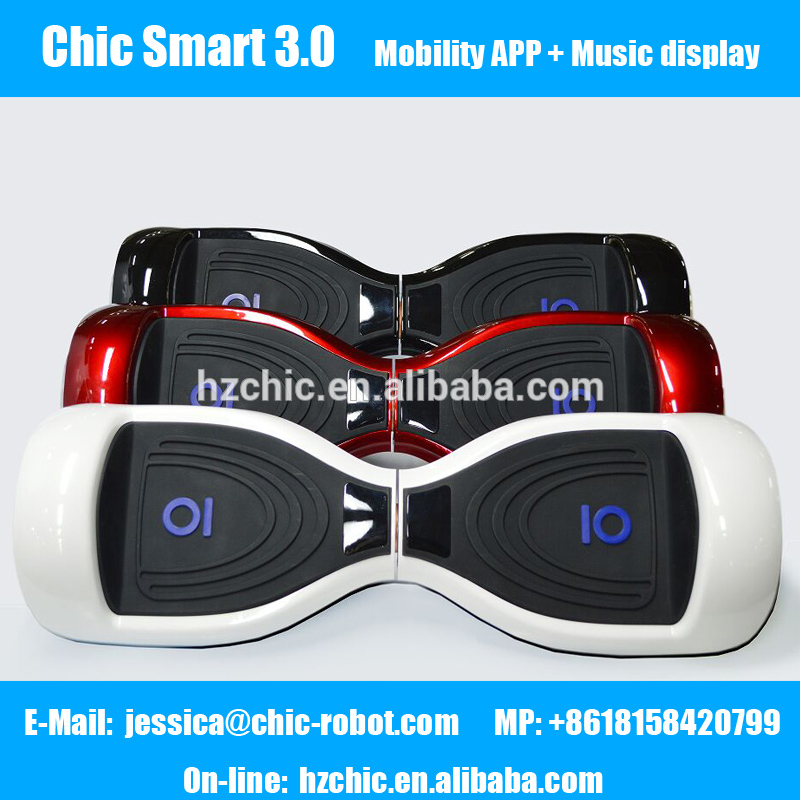 2016 new original io chic hoverboard chic smart s3 s4 with mobility app and music display available in three colors