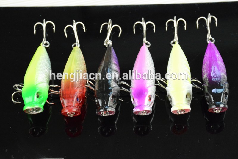 Free Shipping Hot 65mm Popper fishing Lure 6.5CM 9.2G 6#hooks top water float tube lure Popper hard hook,plastic fishing lure