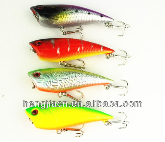 Free Shipping 67mm hard Popper Fishing lures 6.7CM 7.5G 6# hooks fishing tackle Minow Lure Bait 2 japan hooks 4 colors bait