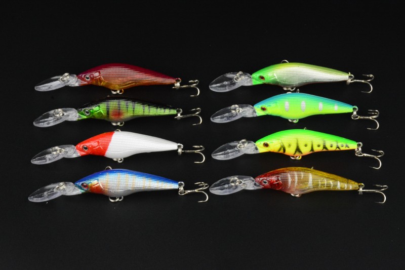 8 colors 500pcs 90mm Fishing Lure Crank Bait Minnow Bass Hooks Minnow hard plastic lures 9CM 6.6G 8#hooks high carbon steel hook