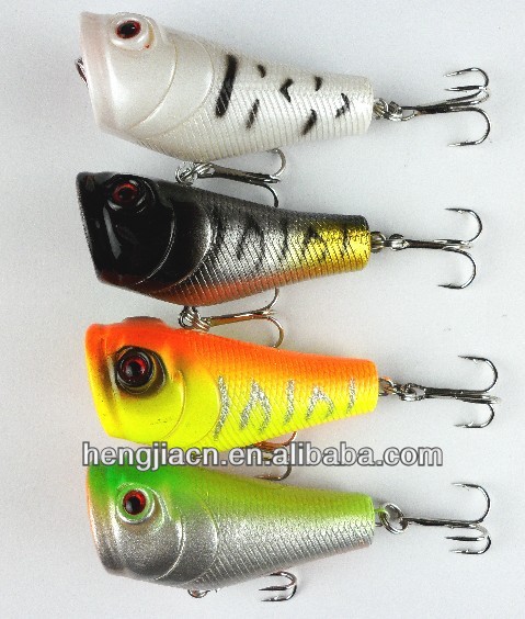 Free Shipping 2014 Popper Fishing Lures 5CM 7.4G 8# hooks Crankbaits Top water Float tube fishing Bass Plastic Hard Bait