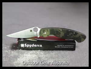 Spyderco Military Digital Camo CPM-S30V G-10 Handle Plain Edge - made in USA