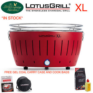 LOTUS GRILL XL RED BBQ FREE GEL CHARCOAL BAG SMOKELESS CAMPING BEACH LOTUSGRILL