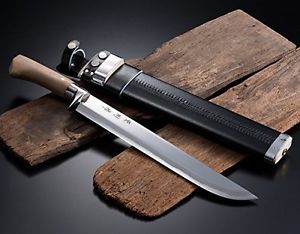 Hunting Knife 300mm (11.8inch) Aogami Steel with Leather Case Japan Outdoor tool