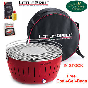 LOTUS GRILL RED BBQ FREE GEL CHARCOAL BAGS SMOKELESS CAMPING BEACH LOTUSGRILL