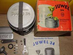 STOVE JUWEL 34 1970's UNUSED GASOLINE KEROSENE GERMANY CAMPING COOKING BURNER