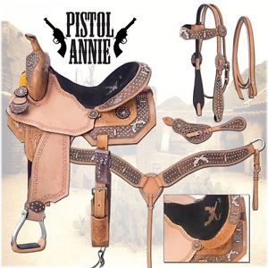 14 Inch Silver Royal Pistol Annie Saddle Package Headstall, Reins & Breastcollar