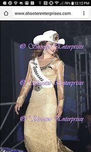 Rodeo Queen Dress Miss Rodeo America Coronation, Gold