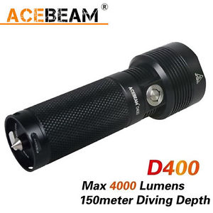 ACEBeam D400 Cree XHP70 LED 4000lm 150m Diving Scuba Underwater Flashlight