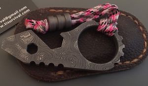 J Woytaz G5 Bandicoot Chad Nichols Damascus Steel With Bead,Slip