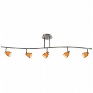 Cal Lighting SL-954-5-BS-AM Track Lighting, Track Light Amber Glass & Brushed...