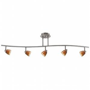 Cal Lighting SL-954-5-BS-AMS Track Lighting, Amber Glass & Brushed Steel