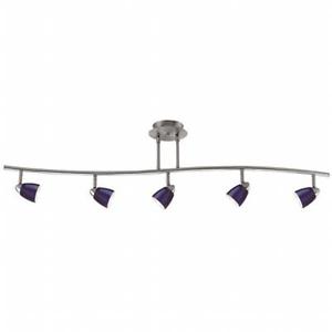 Cal Lighting SL-954-5-BS-BL Track Lighting, Blue Glass & Brushed Steel