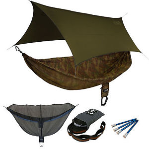 ENO SingleNest OneLink Sleep System - CamoNest Camo Hammock With Olive Profly