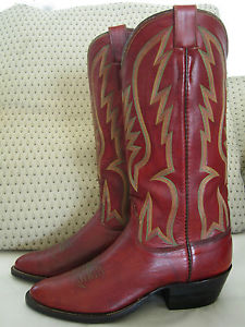 Rare Vintage OLSEN-STELZER Cowboy Boots - Saddle red color!!  sz 9 plus/minus