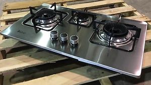 Propane Gas Stove Kitchen Built In Range 3 Burner Cooktop Gas + Regulator Kit