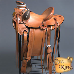 CWD060OLSTN HILASON BIG KING WESTERN WADE RANCH ROPING COWBOY TRAIL SADDLE 15