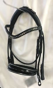 New! Otto Schumacher Munchen Rolled Double Bridle - Full Size - Black Patent