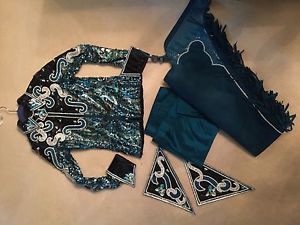 Show Season Blue/Turquoise Western outfit size 10-12- excellent condition