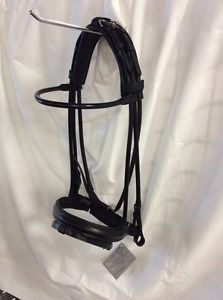 New! Otto Schumacher Munchen Rolled Snaffle Bridle - Full Size - Black